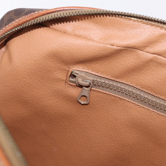 CELINE Macadam Canvas Business Bag PVC Leather Brown Gold Auth BA15102