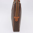 CELINE Macadam Canvas Business Bag PVC Leather Brown Gold Auth BA15102-5