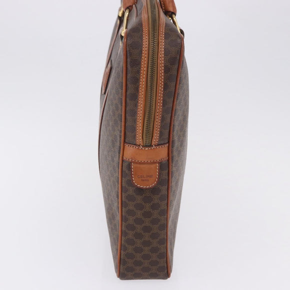 CELINE Macadam Canvas Business Bag PVC Leather Brown Gold Auth BA15102