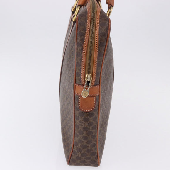 CELINE Macadam Canvas Business Bag PVC Leather Brown Gold Auth BA15102