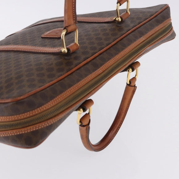 CELINE Macadam Canvas Business Bag PVC Leather Brown Gold Auth BA15102