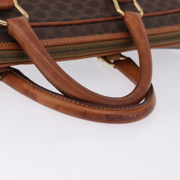 CELINE Macadam Canvas Business Bag PVC Leather Brown Gold Auth BA15102