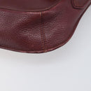 CARTIER Must Line Shoulder Bag Leather Bordeaux Gold Auth BA15103-9