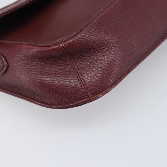 CARTIER Must Line Shoulder Bag Leather Bordeaux Gold Auth BA15103
