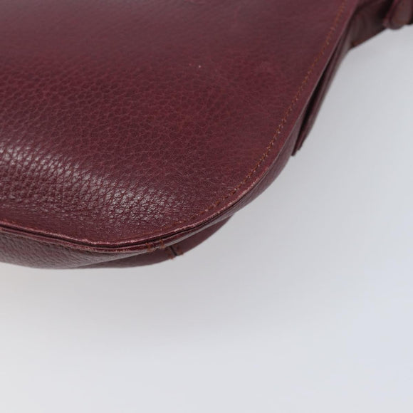 CARTIER Must Line Shoulder Bag Leather Bordeaux Gold Auth BA15103