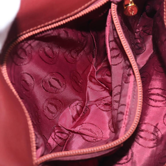 CARTIER Must Line Shoulder Bag Leather Bordeaux Gold Auth BA15103