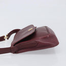 CARTIER Must Line Shoulder Bag Leather Bordeaux Gold Auth BA15103-4