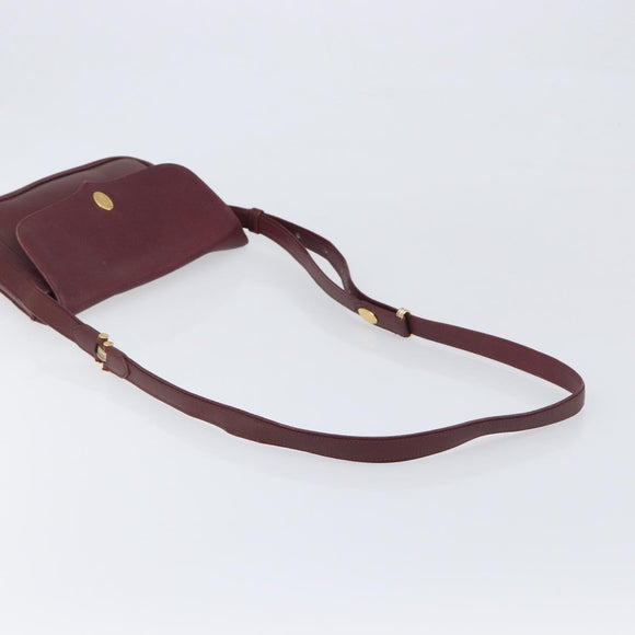 CARTIER Must Line Shoulder Bag Leather Bordeaux Gold Auth BA15103