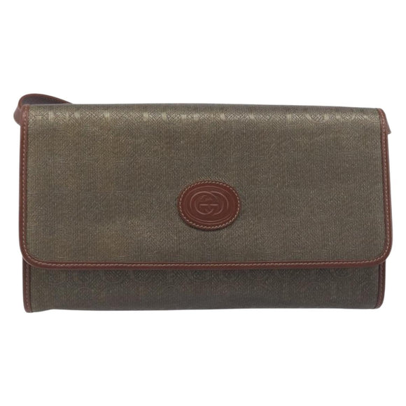 GUCCI Shoulder Bag Canvas Khaki Gold 004 084 0289 Auth BA15104