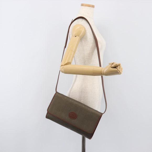 GUCCI Shoulder Bag Canvas Khaki Gold 004 084 0289 Auth BA15104