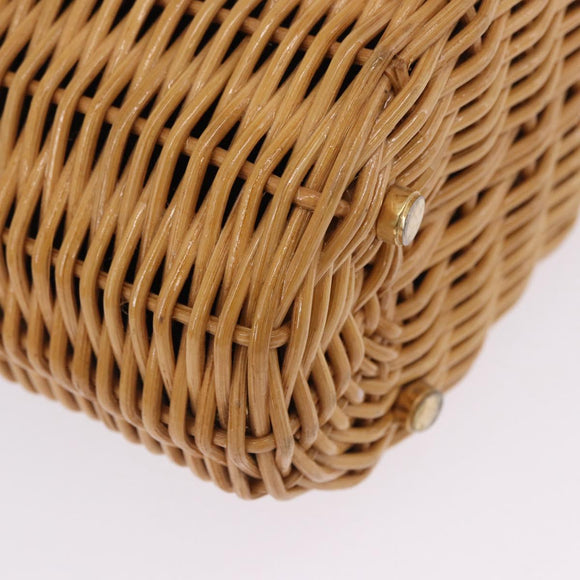 Salvatore Ferragamo Gancini Hand Bag Raffia Beige Gold Auth BA15106V