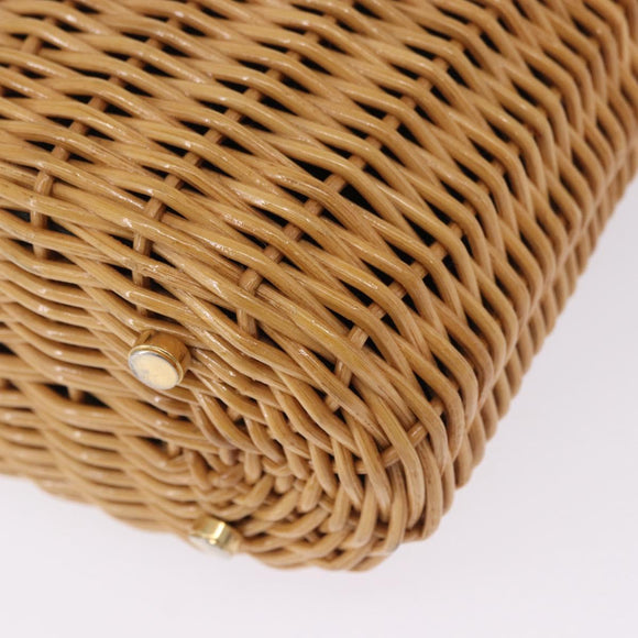 Salvatore Ferragamo Gancini Hand Bag Raffia Beige Gold Auth BA15106V