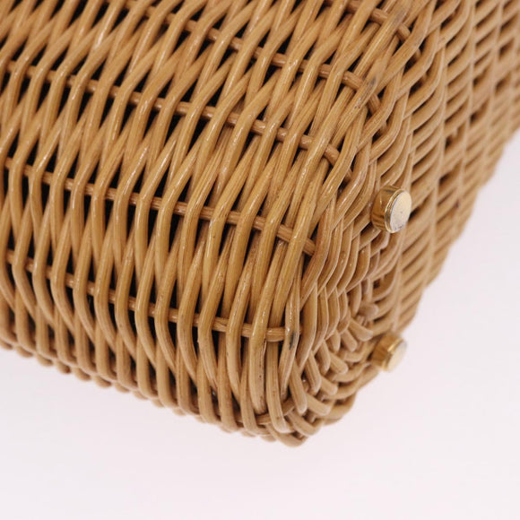 Salvatore Ferragamo Gancini Hand Bag Raffia Beige Gold Auth BA15106V