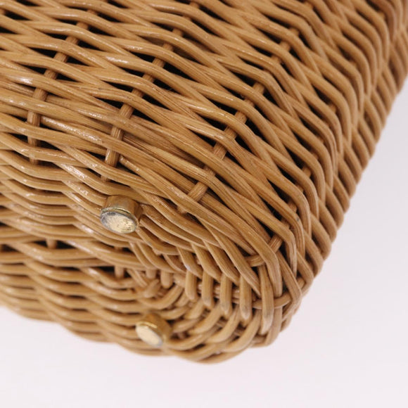 Salvatore Ferragamo Gancini Hand Bag Raffia Beige Gold Auth BA15106V