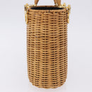 Salvatore Ferragamo Gancini Hand Bag Raffia Beige Gold Auth BA15106V-3