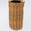 Salvatore Ferragamo Gancini Hand Bag Raffia Beige Gold Auth BA15106V-4