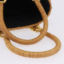 Salvatore Ferragamo Gancini Hand Bag Raffia Beige Gold Auth BA15106V-7