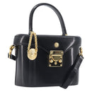 VERSACE Hand Bag Leather 2way Black Gold Auth BA15107A-1