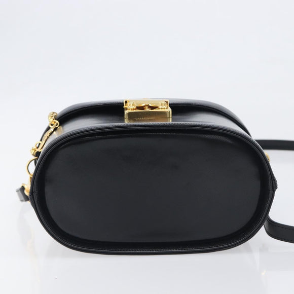 VERSACE Hand Bag Leather 2way Black Gold Auth BA15107A