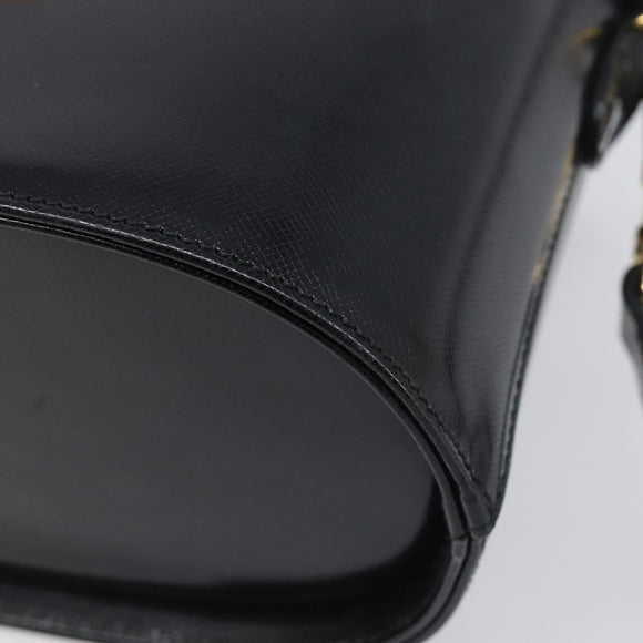 VERSACE Hand Bag Leather 2way Black Gold Auth BA15107A