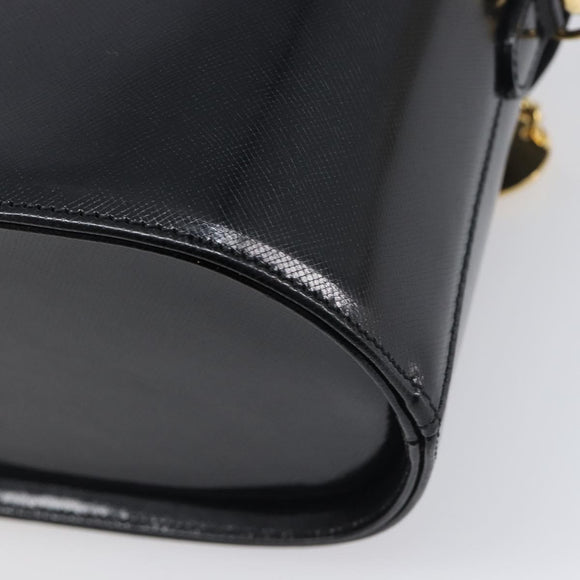 VERSACE Hand Bag Leather 2way Black Gold Auth BA15107A