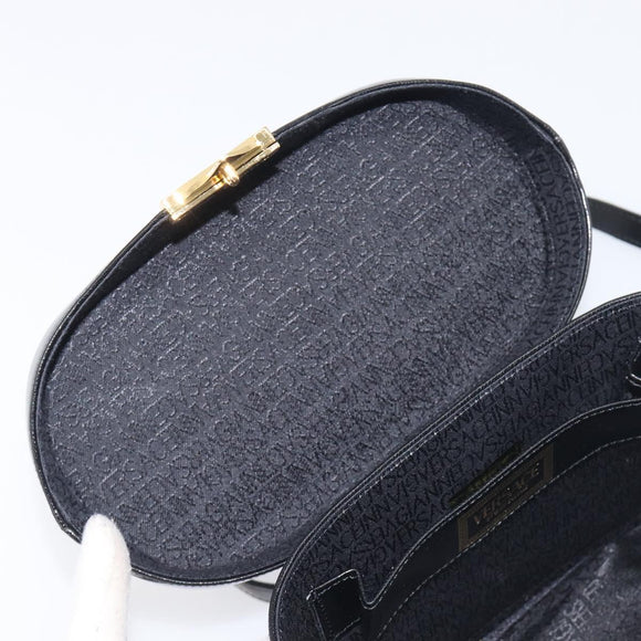 VERSACE Hand Bag Leather 2way Black Gold Auth BA15107A