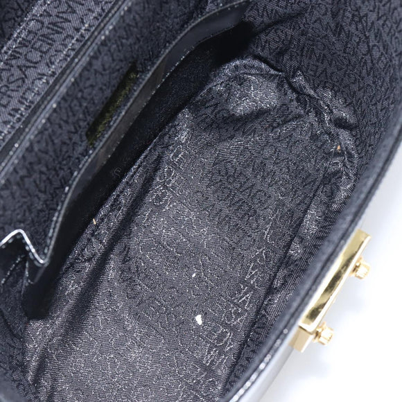VERSACE Hand Bag Leather 2way Black Gold Auth BA15107A