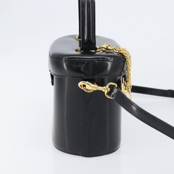 VERSACE Hand Bag Leather 2way Black Gold Auth BA15107A