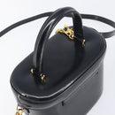 VERSACE Hand Bag Leather 2way Black Gold Auth BA15107A-6