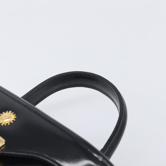 VERSACE Hand Bag Leather 2way Black Gold Auth BA15107A