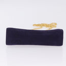 Salvatore Ferragamo Gancini Chain Shoulder Bag Suede Purple Gold Auth BA15108-10