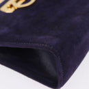 Salvatore Ferragamo Gancini Chain Shoulder Bag Suede Purple Gold Auth BA15108-11