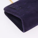 Salvatore Ferragamo Gancini Chain Shoulder Bag Suede Purple Gold Auth BA15108-13