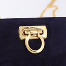 Salvatore Ferragamo Gancini Chain Shoulder Bag Suede Purple Gold Auth BA15108-15