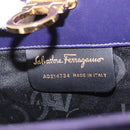 Salvatore Ferragamo Gancini Chain Shoulder Bag Suede Purple Gold Auth BA15108-16