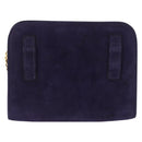 Salvatore Ferragamo Gancini Chain Shoulder Bag Suede Purple Gold Auth BA15108-4