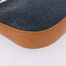 CELINE C Macadam Canvas Shoulder Bag Suede Blue Gold Auth BA15111A-14