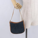 CELINE C Macadam Canvas Shoulder Bag Suede Blue Gold Auth BA15111A-20