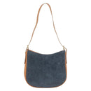 CELINE C Macadam Canvas Shoulder Bag Suede Blue Gold Auth BA15111A-2