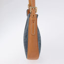 CELINE C Macadam Canvas Shoulder Bag Suede Blue Gold Auth BA15111A-3