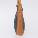 CELINE C Macadam Canvas Shoulder Bag Suede Blue Gold Auth BA15111A-4