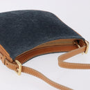 CELINE C Macadam Canvas Shoulder Bag Suede Blue Gold Auth BA15111A-6
