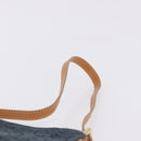 CELINE C Macadam Canvas Shoulder Bag Suede Blue Gold Auth BA15111A-8