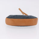 CELINE C Macadam Canvas Shoulder Bag Suede Blue Gold Auth BA15111A-5