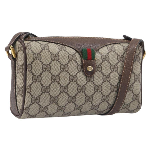 GUCCI GG Supreme Shoulder Bag PVC Beige Gold 89 02 018 Auth BA15113A