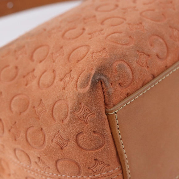 CELINE C Macadam Canvas Shoulder Bag Suede Orange Gold Auth BA15118