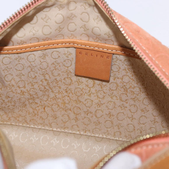 CELINE C Macadam Canvas Shoulder Bag Suede Orange Gold Auth BA15118