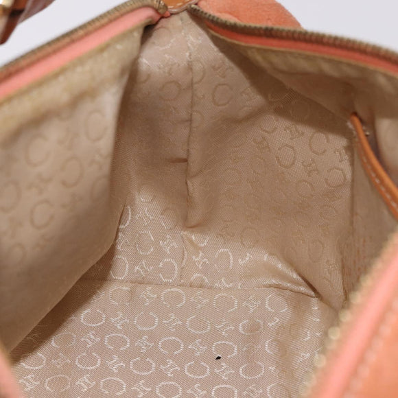 CELINE C Macadam Canvas Shoulder Bag Suede Orange Gold Auth BA15118