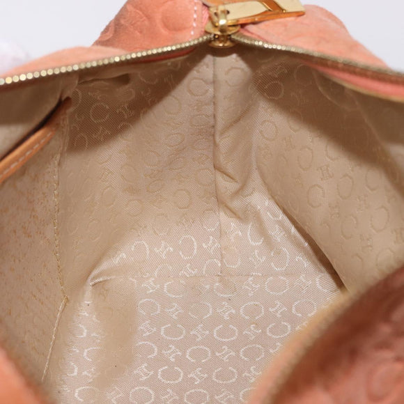 CELINE C Macadam Canvas Shoulder Bag Suede Orange Gold Auth BA15118