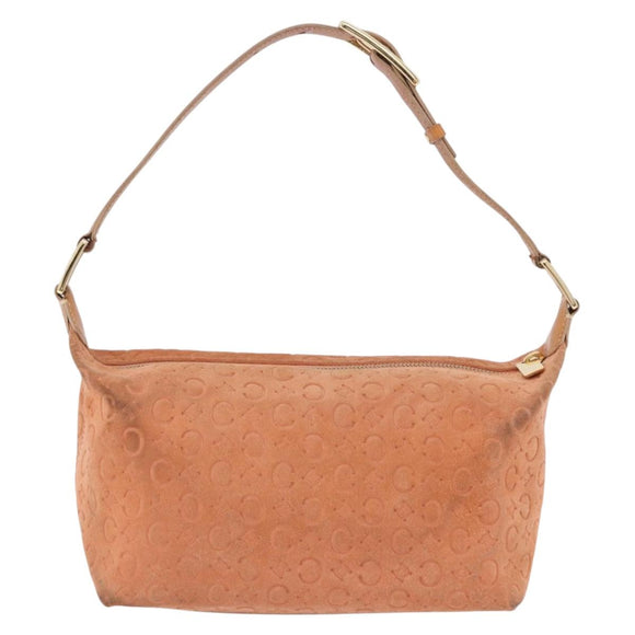CELINE C Macadam Canvas Shoulder Bag Suede Orange Gold Auth BA15118